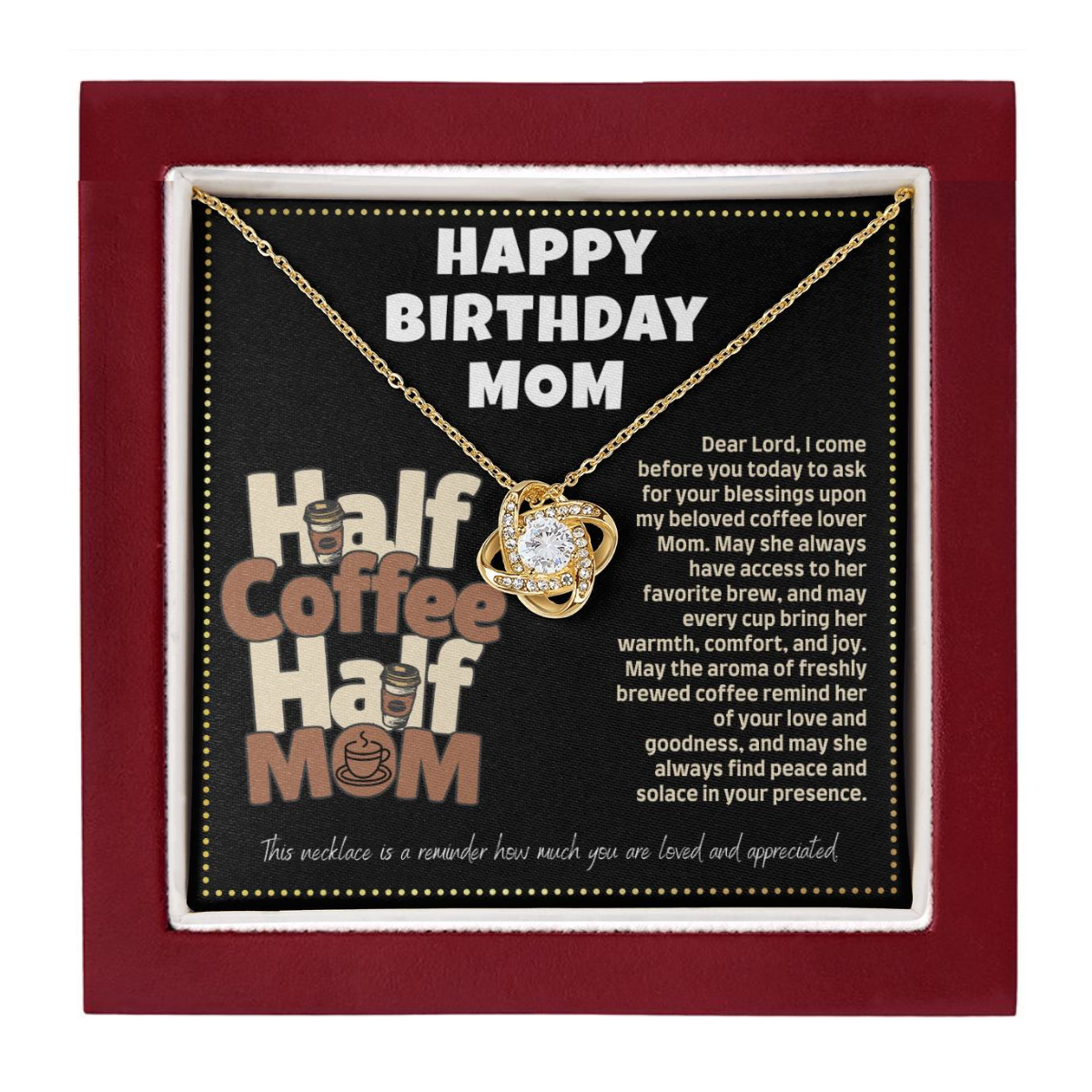 JGF Jewelry Gifts for Family Birthday Message Card For Mom About Coffee