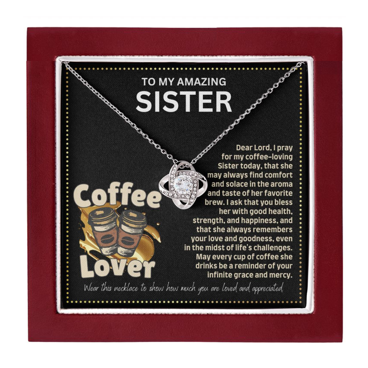 JGF Jewelry Gifts for Family I Love You Sister My Best Friend Necklace for Coffee Lover