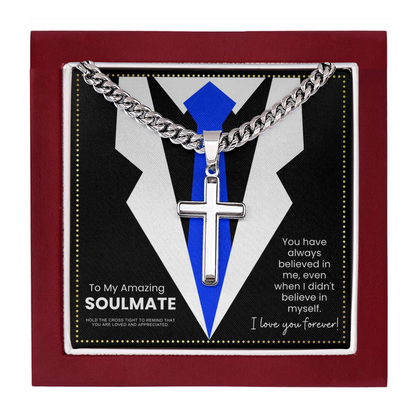 JGF Jewelry Gifts for Family To My Soulmate Cross Necklace For Him