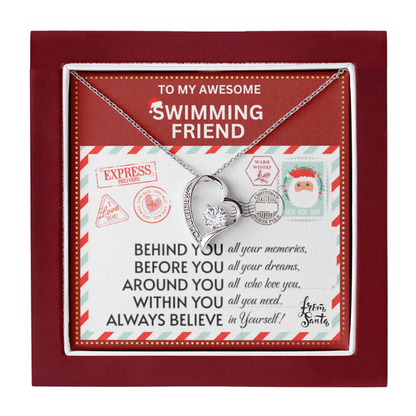 JGF Jewelry Gifts for Family To My BFF Bestie Heart Necklace Gift For Swimming Adult Female Friend