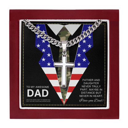JGF Jewelry Gifts for Family American Flag Cross Necklace for Dad Army Necklace For Men