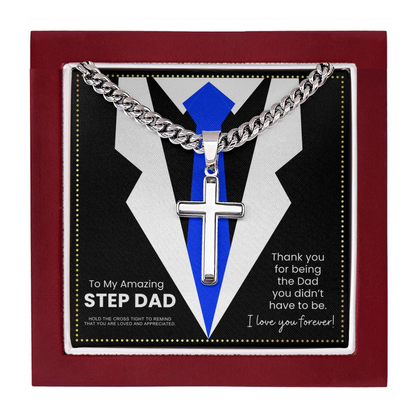 JGF Jewelry Gifts for Family Sterling Silver Cross Necklace For Step Dad