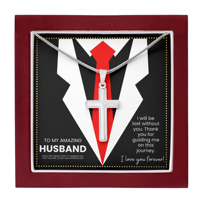 JGF Jewelry Gifts for Family Husband Birthday Card From Wife Religious Cross Necklace For Men Sterling Silver