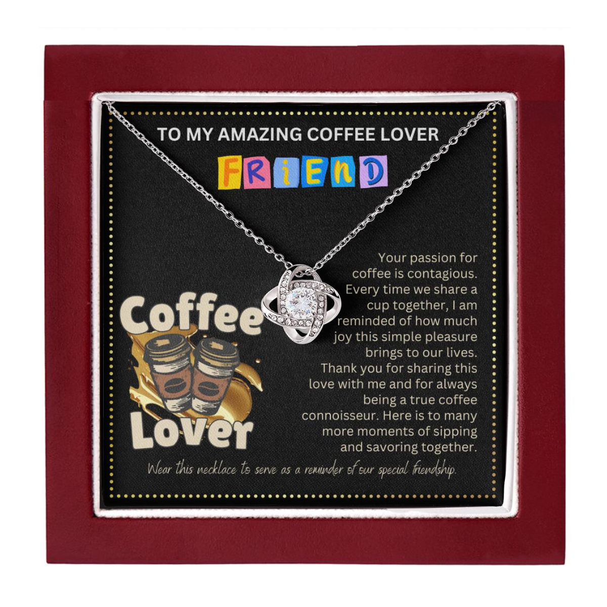 JGF Jewelry Gifts for Family To My Amazing Coffee Lover Friend BFF Bestie Heart Necklace