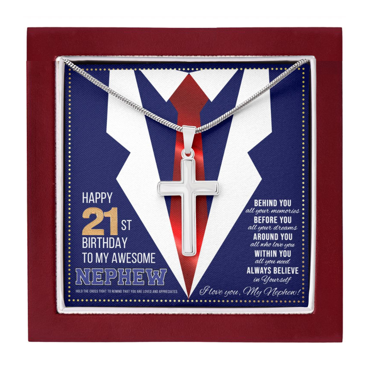 JGF Jewelry Gifts for Family Happy 21st Birthday Card Nephew Present for 21 Year Old Nephew