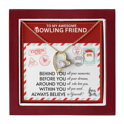 JGF Jewelry Gifts for Family Gift To My Bestie BFF Heart Necklace For Bowling Female Friend Long Distance