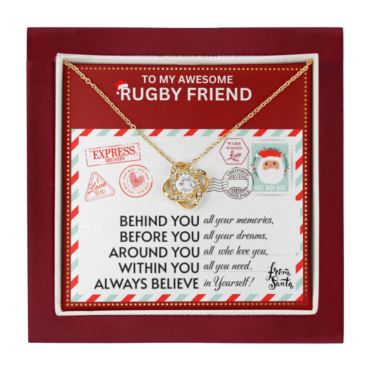 JGF Jewelry Gifts for Family Necklace Gift For Rugby Female Bestie BFF Friend Gift Basket Item
