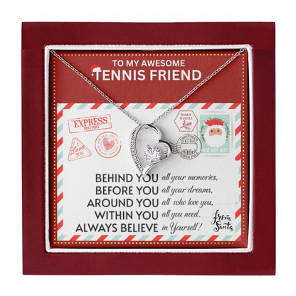 JGF Jewelry Gifts for Family To My BFF Bestie Heart Necklace For Tennis Female Friend