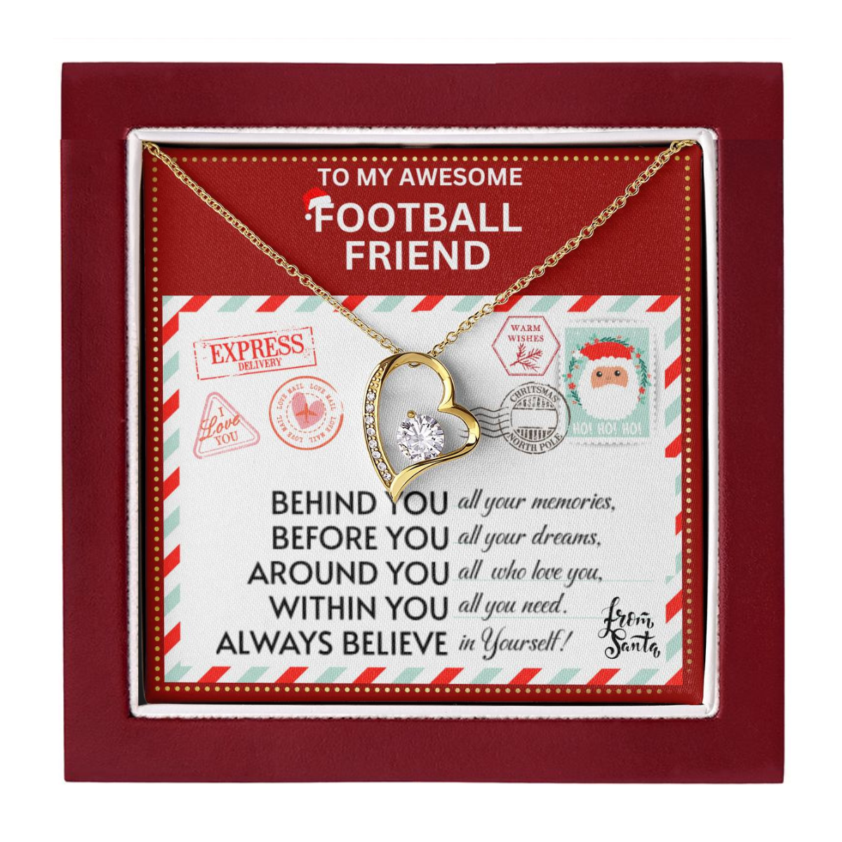 JGF Jewelry Gifts for Family Gift To My Bestie BFF Heart Necklace For Football Female Friend