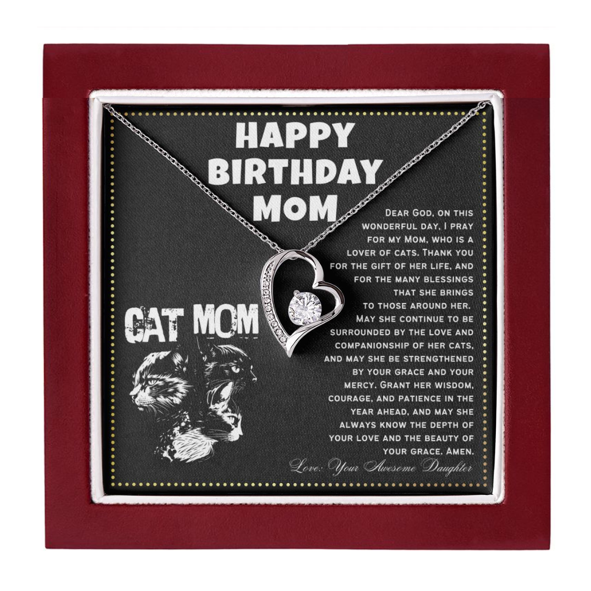 JGF Jewelry Gifts for Family Cat Lover Mom Happy Birthday Necklace Gifts