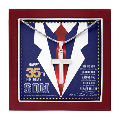 JGF Jewelry Gifts for Family Gifts For 35 Year Old Men My Son Happy 35th Birthday Card For Son