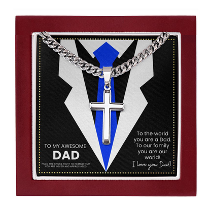 JGF Jewelry Gifts for Family Dad Cross Necklace From Son And Daughter