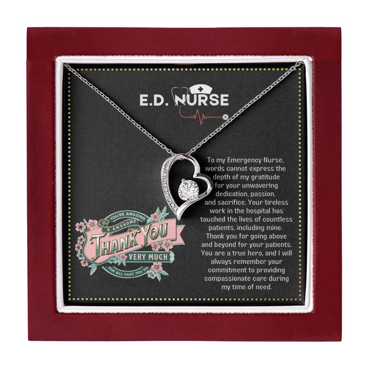 JGF Jewelry Gifts for Family ED ER RN Nurse Necklace Gifts Thank You