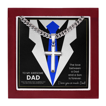 JGF Jewelry Gifts for Family Silver Necklace Cross Pendant For Dad From Son