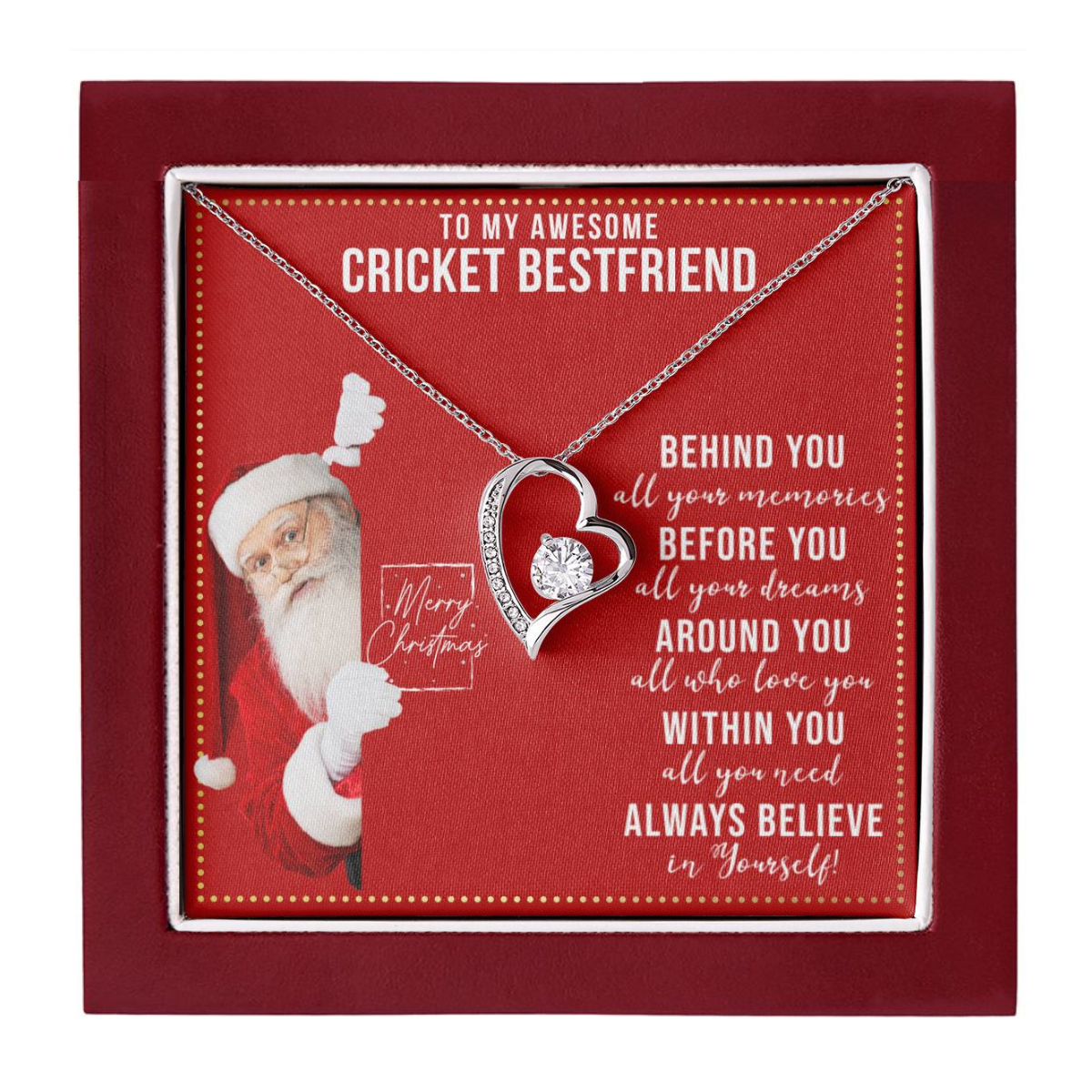 JGF Jewelry Gifts for Family Gift To My Bestie BFF Heart Necklace For Cricket Female Friend