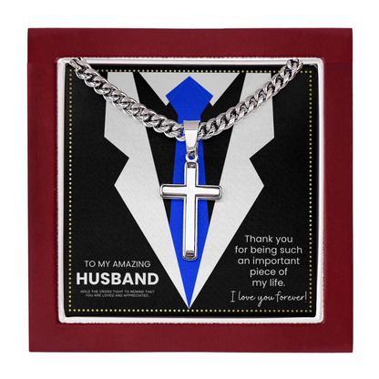 JGF Jewelry Gifts for Family 4th Anniversary Cross Necklace For Men Silver Presents For Husband
