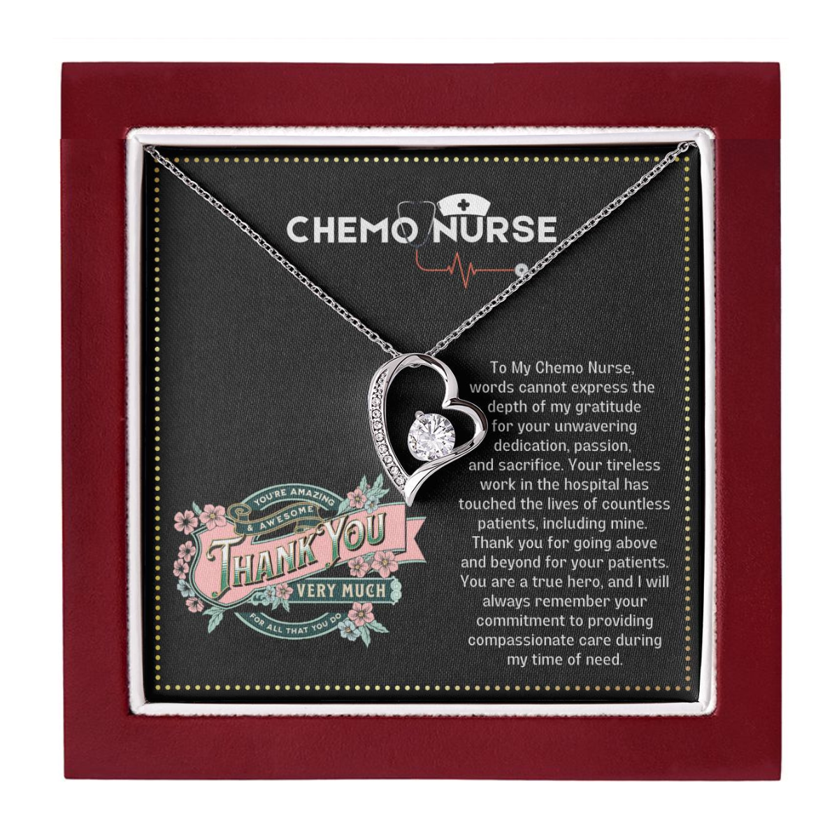 JGF Jewelry Gifts for Family Chemo Gifts For Women Thank You Heart Necklace