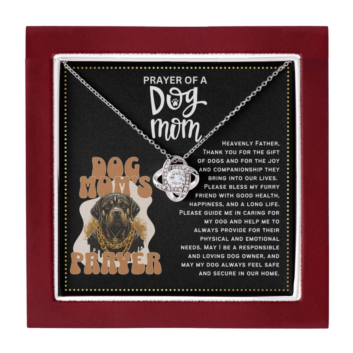 JGF Jewelry Gifts for Family Prayer For My Dog Lover Mom Love Knot Necklace