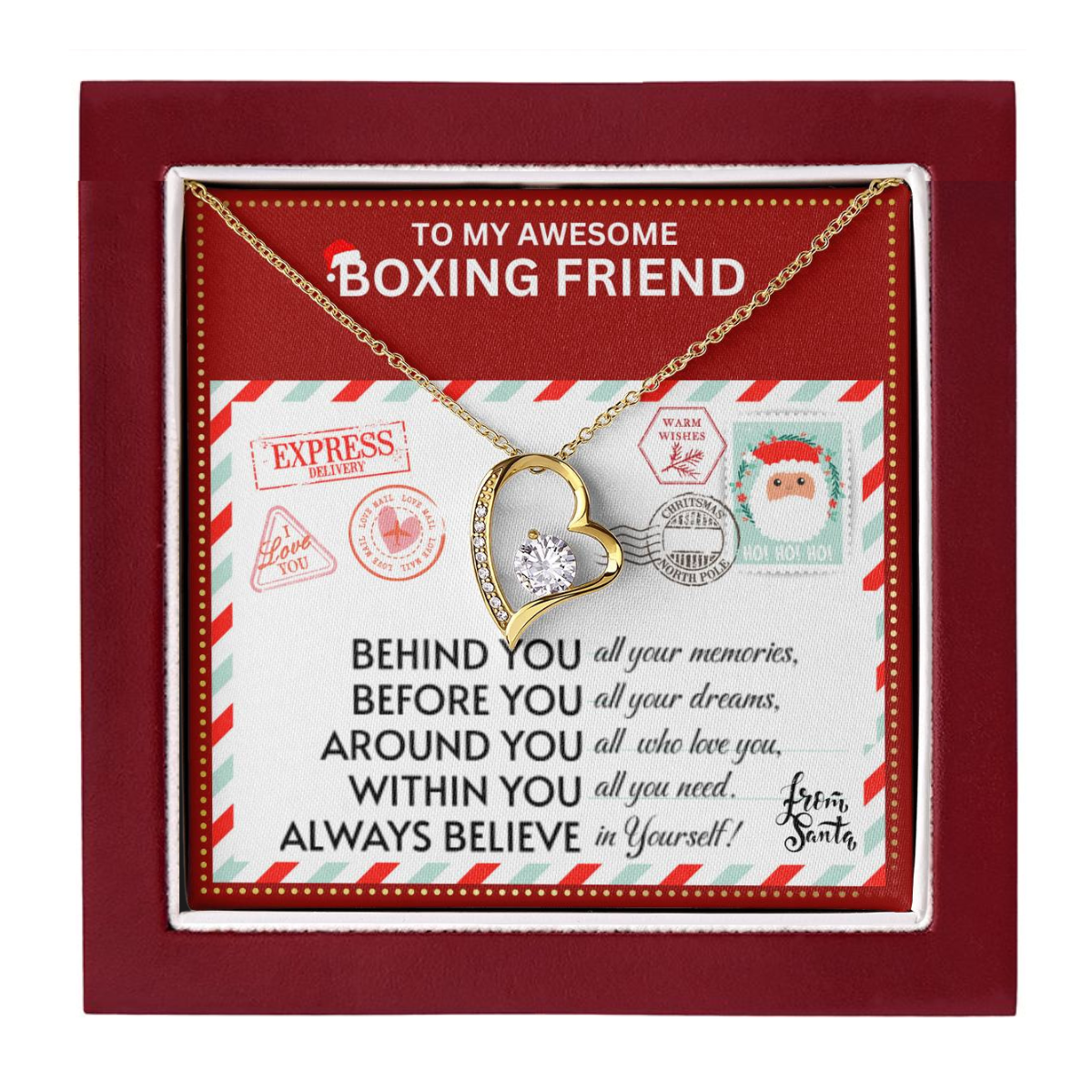 JGF Jewelry Gifts for Family Gift To My Bestie BFF Heart Necklace For Boxing Female Friend
