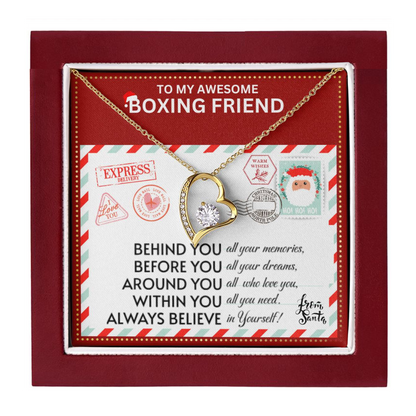 JGF Jewelry Gifts for Family Gift To My Bestie BFF Heart Necklace For Boxing Female Friend