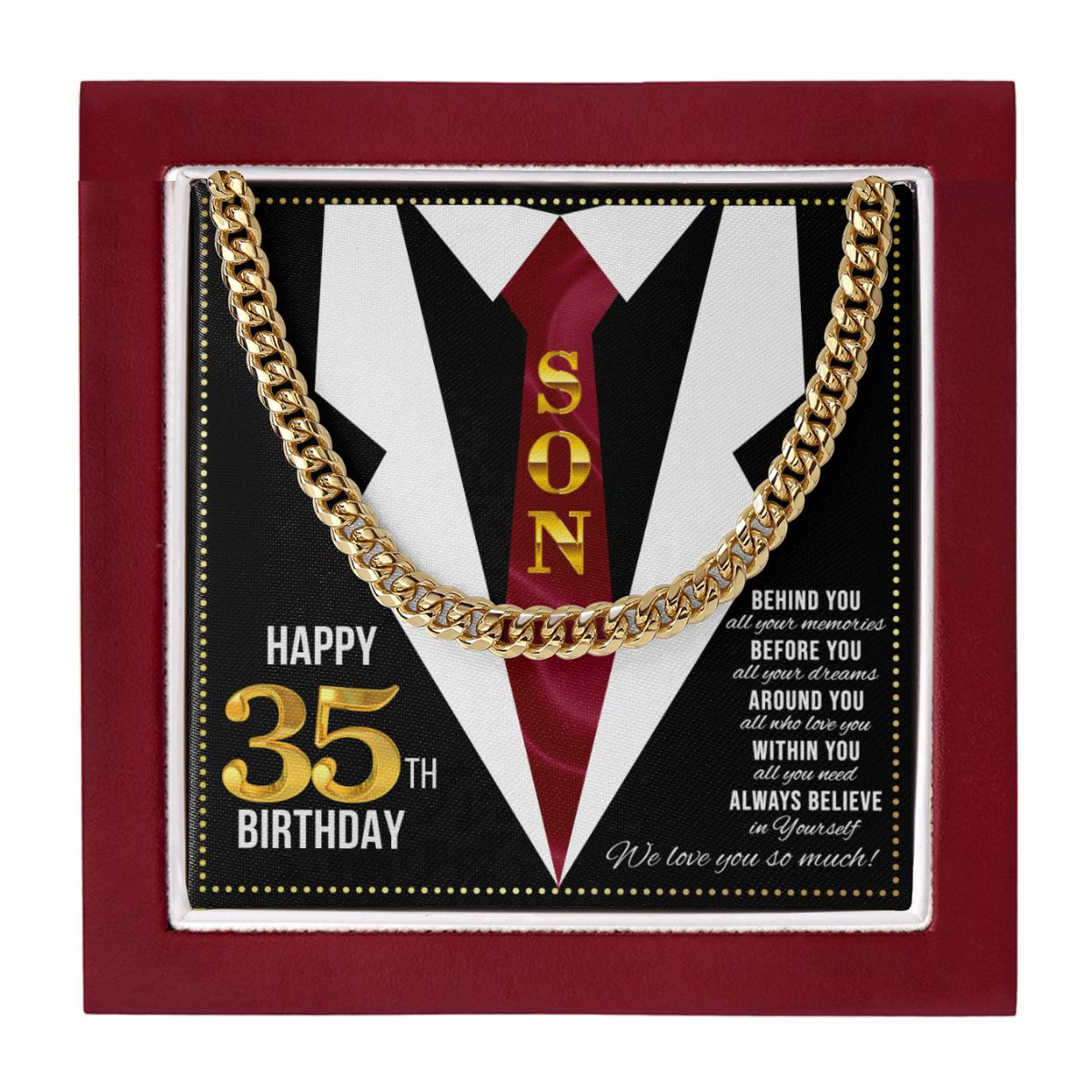 JGF Jewelry Gifts for Family Son Happy 35th Birthday Card Male Gifts Present for 35 Year Old Man