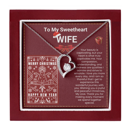 JGF Jewelry Gifts for Family Christmas Message Card For Wife Simple Silver Necklace For Women Heart