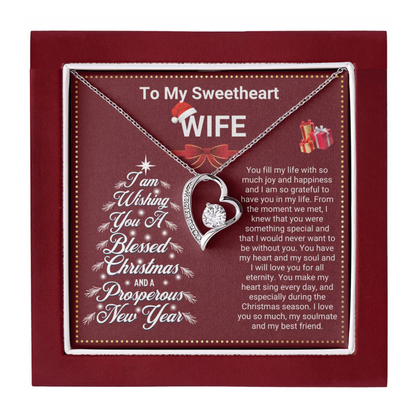 JGF Jewelry Gifts for Family Christmas Message Card For Wife Heart Shaped Necklaces For Women