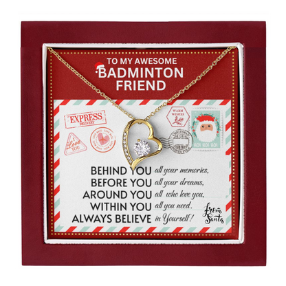 JGF Jewelry Gifts for Family Gift To My Bestie BFF Heart Necklace For Badminton Female Friend
