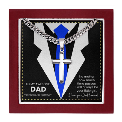 JGF Jewelry Gifts for Family Silver Cross Necklace For My Dad From Daughter