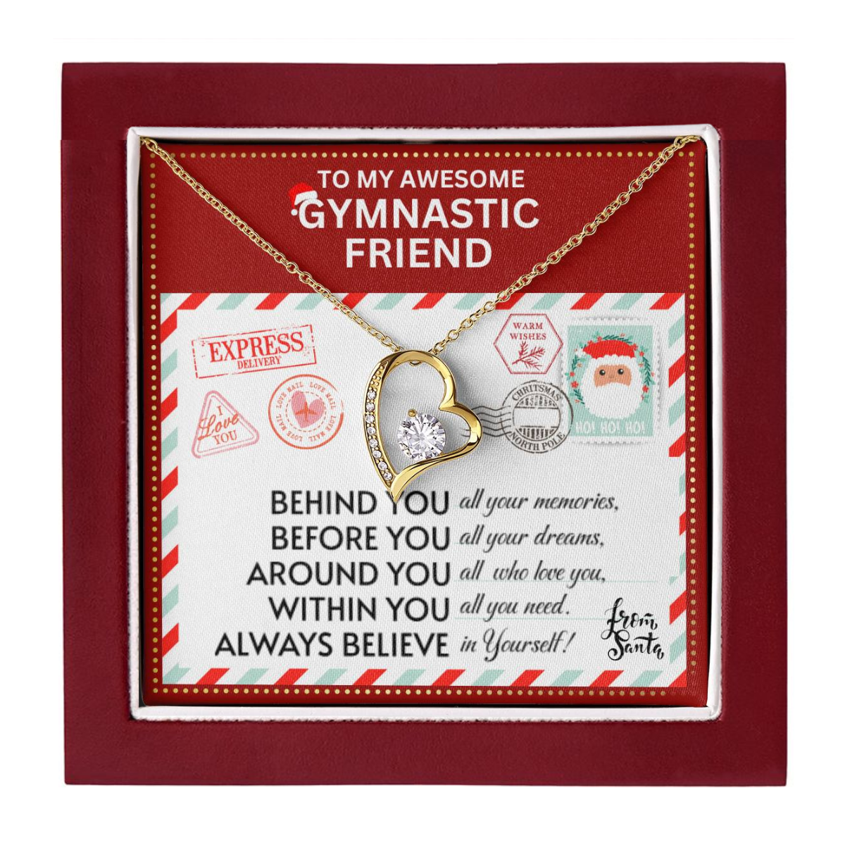 JGF Jewelry Gifts for Family To My BFF Bestie Heart Necklace For Gymnastic Female Friend