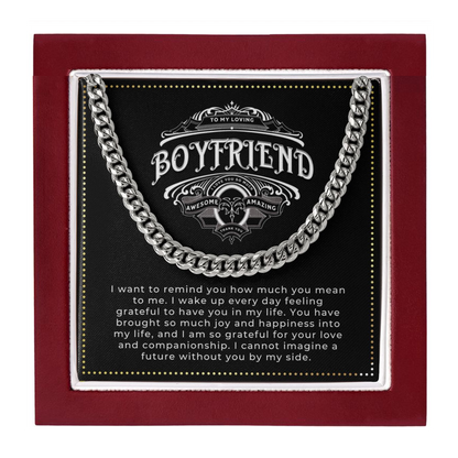JGF Jewelry Gifts for Family One 1 Year Anniversary Card Gifts For Boyfriend Cuban Chain Necklace