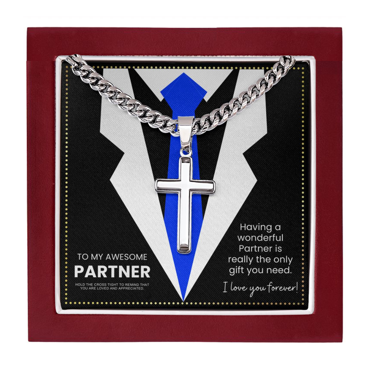 JGF Jewelry Gifts for Family Cross Necklace For My Partner For Him