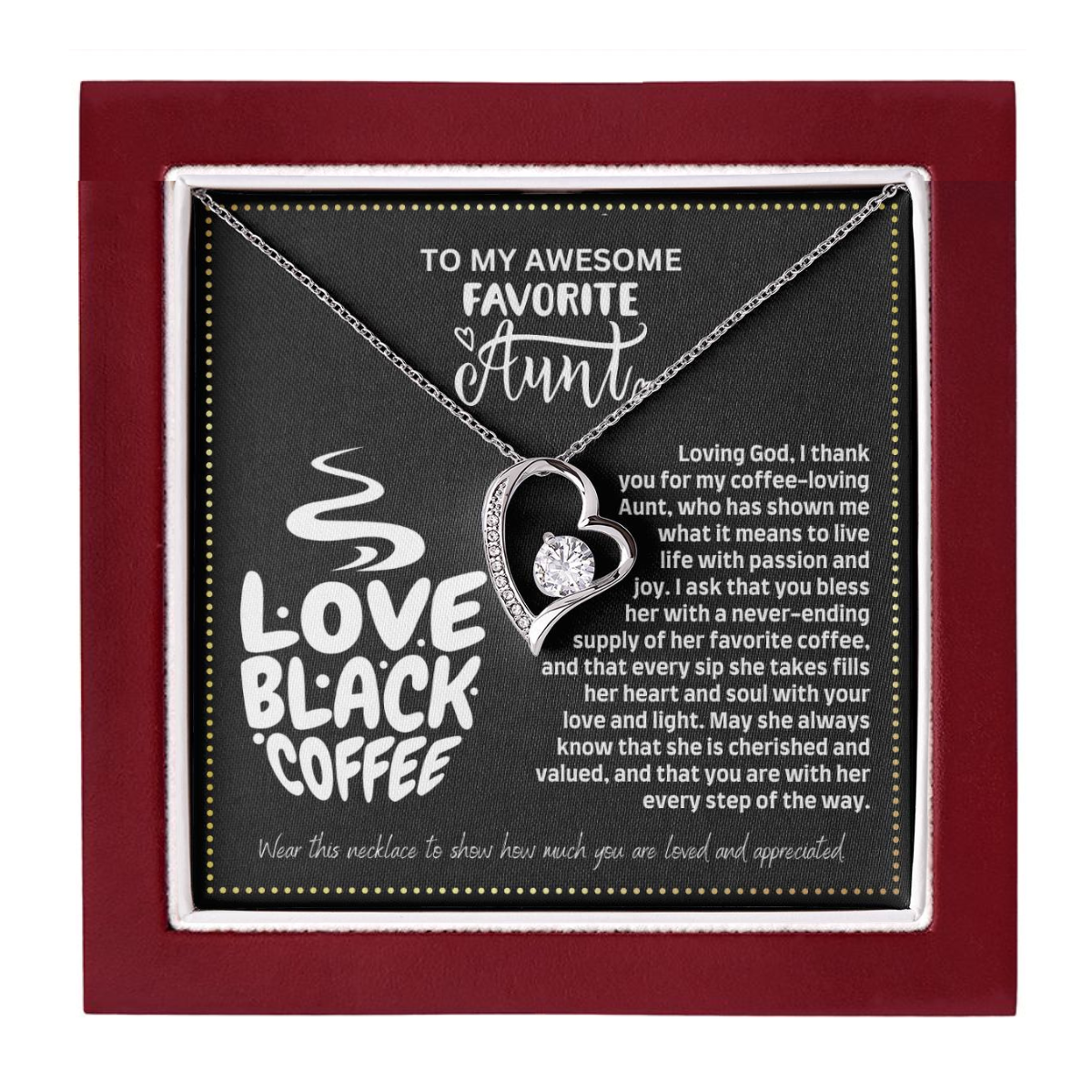 JGF Jewelry Gifts for Family Coffee Lover Aunt Necklace From Niece And Nephew