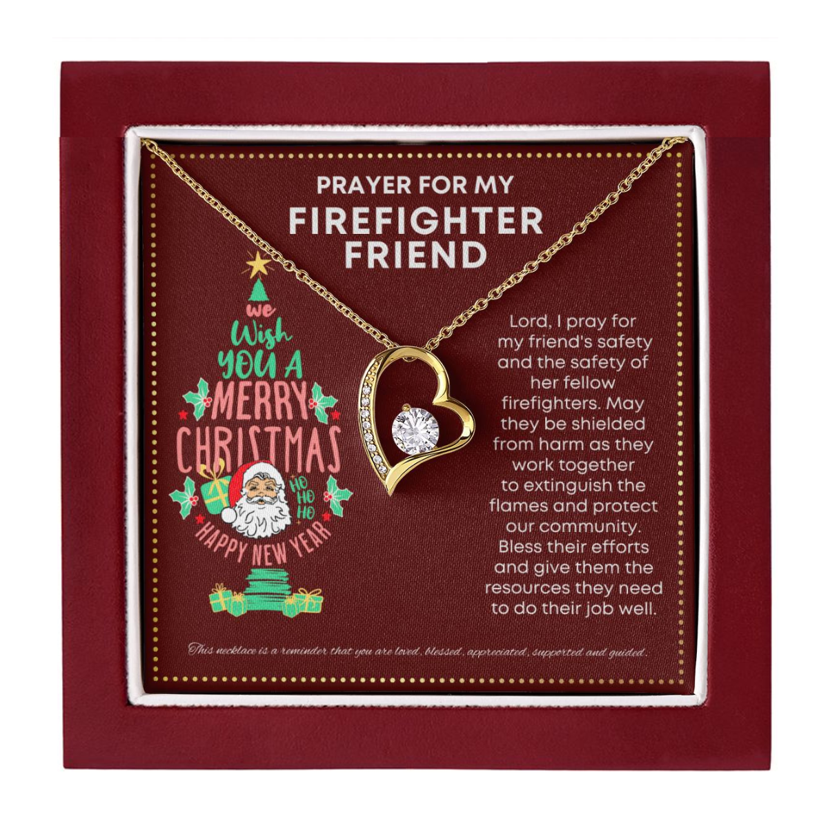 JGF Jewelry Gifts for Family Simple Single Heart Necklace I Love My Firefighter Friend Present