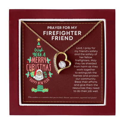 JGF Jewelry Gifts for Family Simple Single Heart Necklace I Love My Firefighter Friend Present