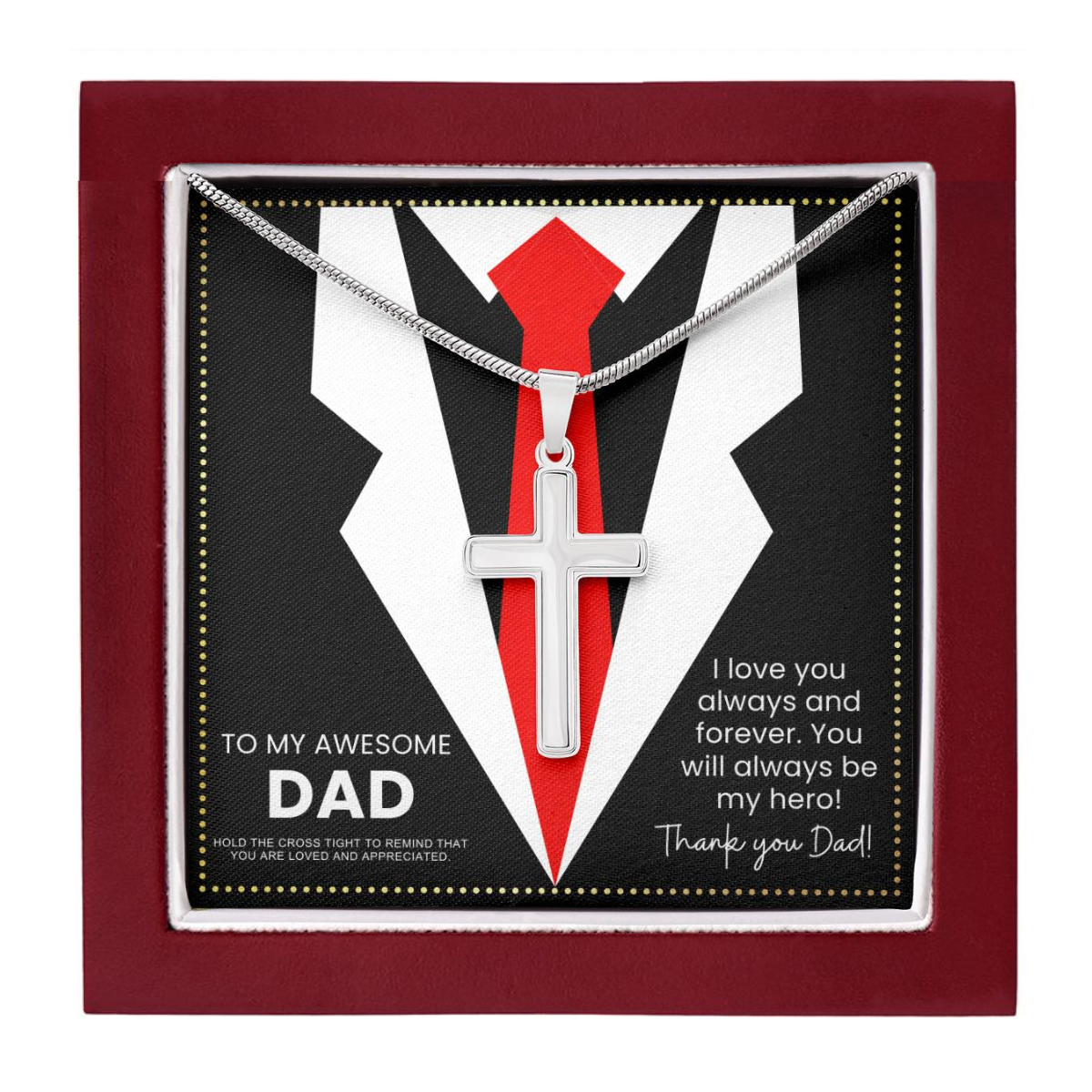 JGF Jewelry Gifts for Family Birthday Cross Necklace Silver Gifts For Daddy Who Has Everything