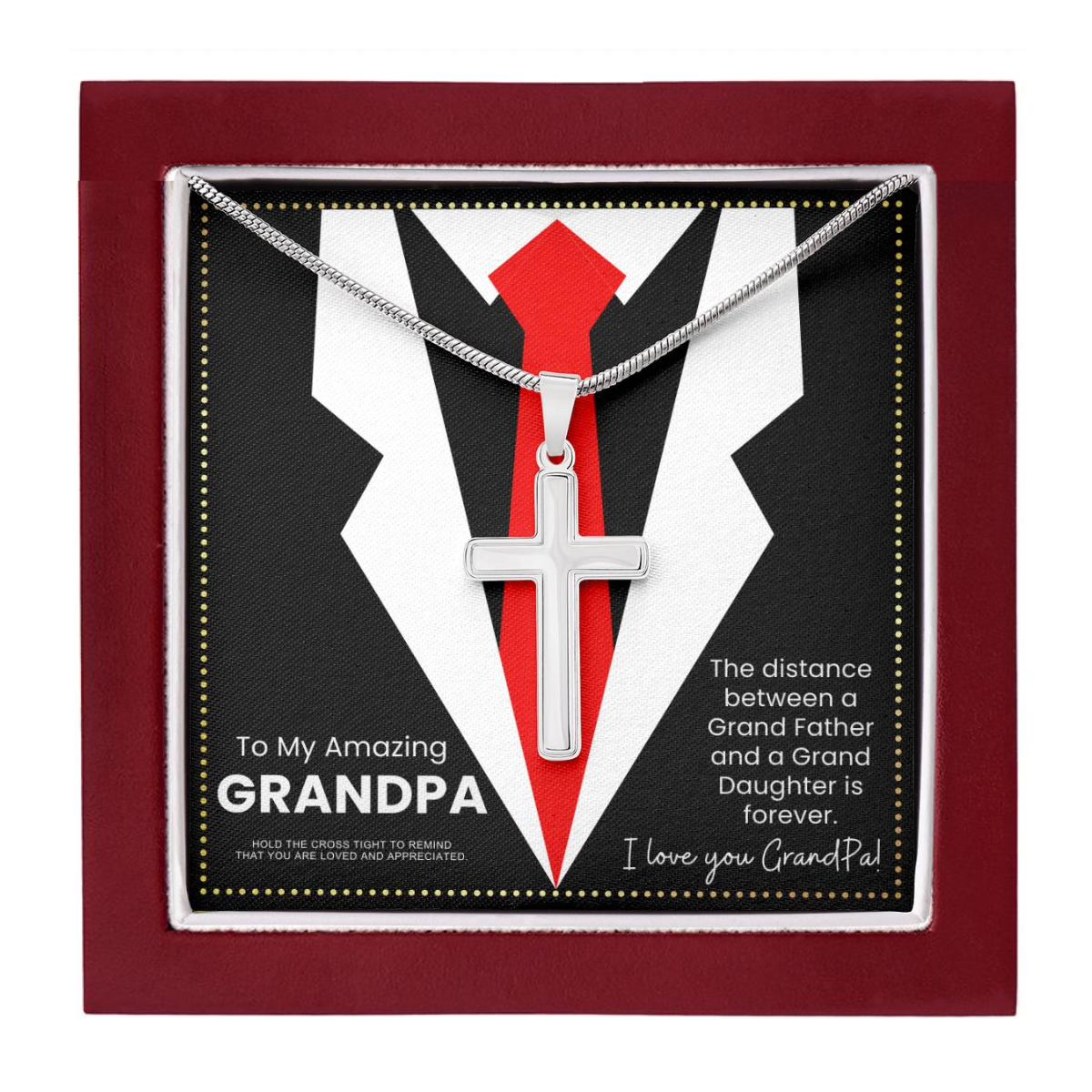 JGF Jewelry Gifts for Family Grandpa's Birthday Cross Necklace Presents From Granddaughter