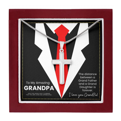 JGF Jewelry Gifts for Family Grandpa's Birthday Cross Necklace Presents From Granddaughter