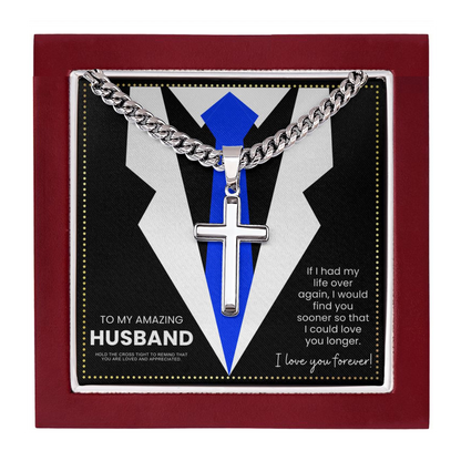 JGF Jewelry Gifts for Family Husband Cross Necklace Gift From Wife 15 Years Crucifix Necklace Men