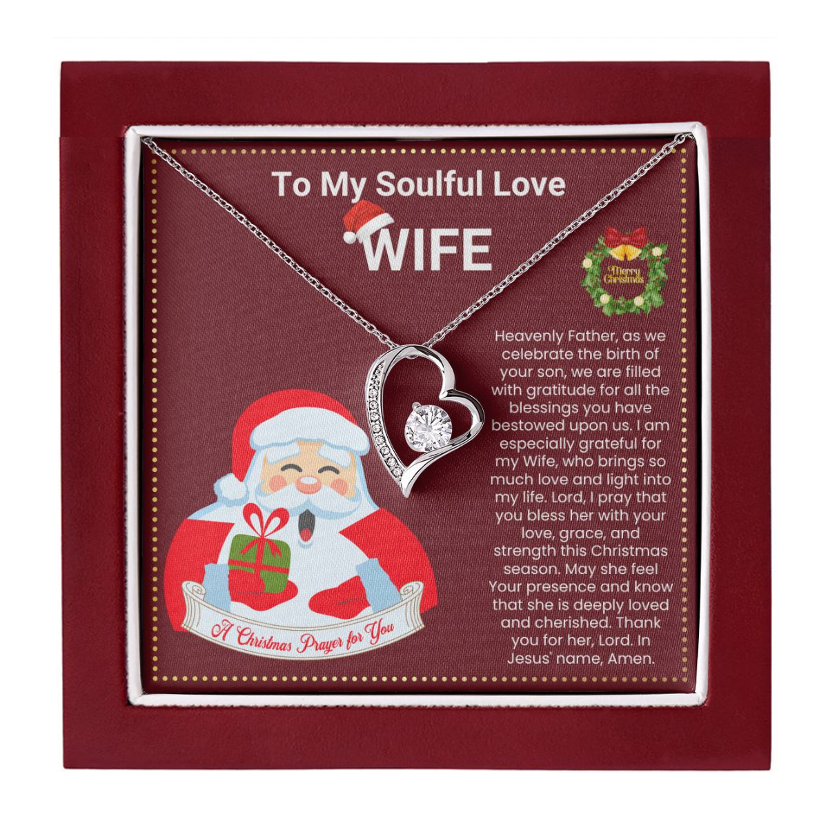 JGF Jewelry Gifts for Family Christmas Message Card Heart Shaped Necklaces For Women Stainless Steel