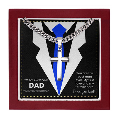 JGF Jewelry Gifts for Family Sterling Silver Cross Necklace For Dad From Son