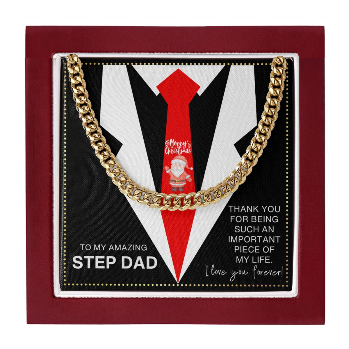 JGF Jewelry Gifts for Family Merry Christmas Presents For Step Dad From Step Daughter and Son