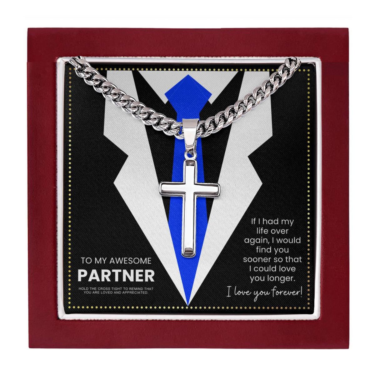 JGF Jewelry Gifts for Family Cross Cuban Chain Necklace For My Partner