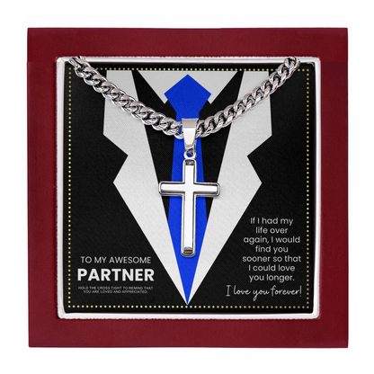 JGF Jewelry Gifts for Family Cross Cuban Chain Necklace For My Partner