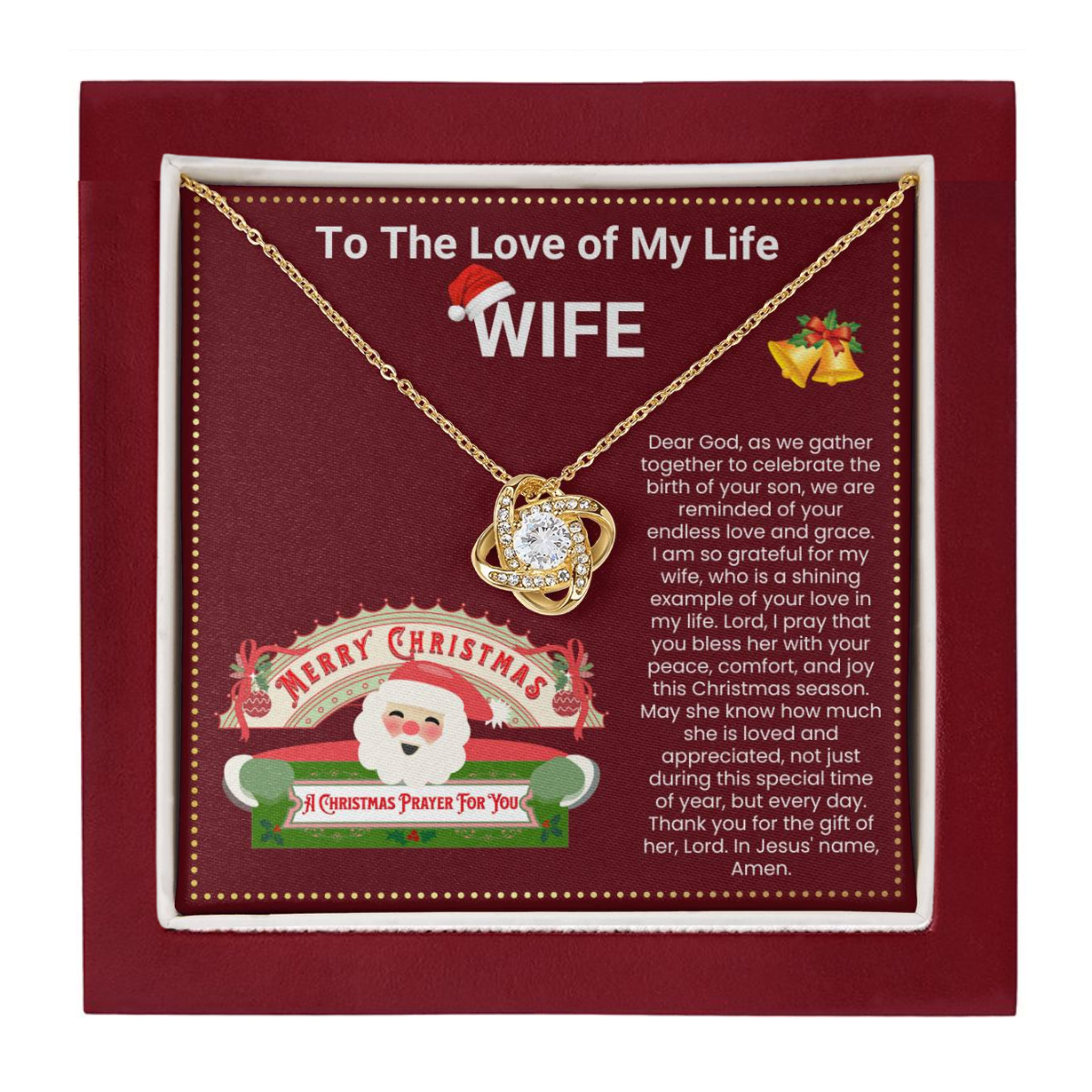 JGF Jewelry Gifts for Family Christmas Message Card Gifts For Wife Stainless Steel Necklace