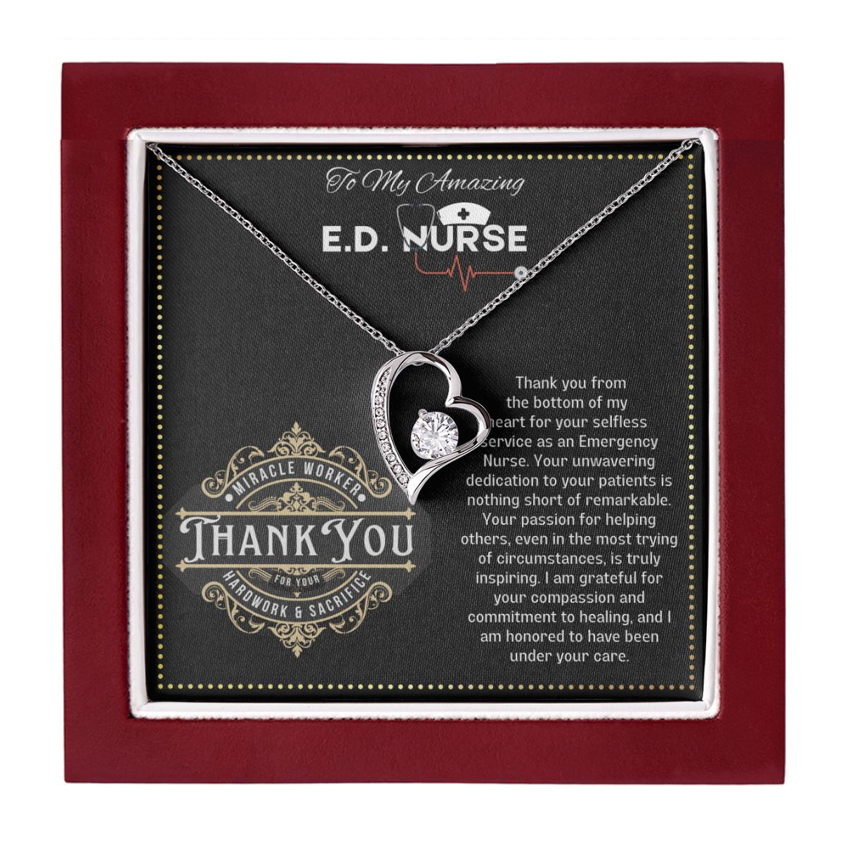 JGF Jewelry Gifts for Family Thank You Necklace Gifts for ED Nurse RN for Women