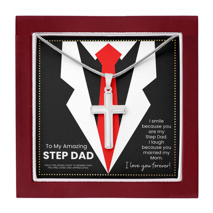 JGF Jewelry Gifts for Family Funny Gifts For Step Dad Who Wants Nothing Cross Necklace