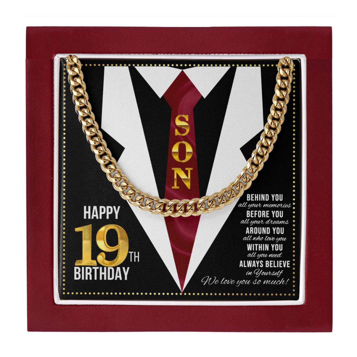 JGF Jewelry Gifts for Family Happy 19th Birthday Card For Son Birthday Present For 19 Year Old Boy