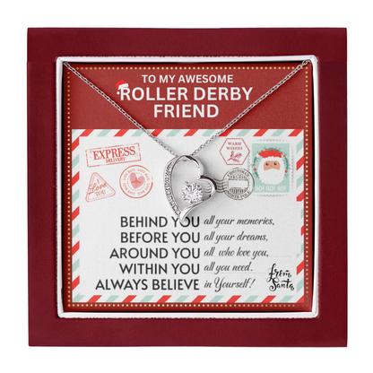 JGF Jewelry Gifts for Family To My BFF Bestie Heart Necklace Gift For Roller Derby Adult Female Friend