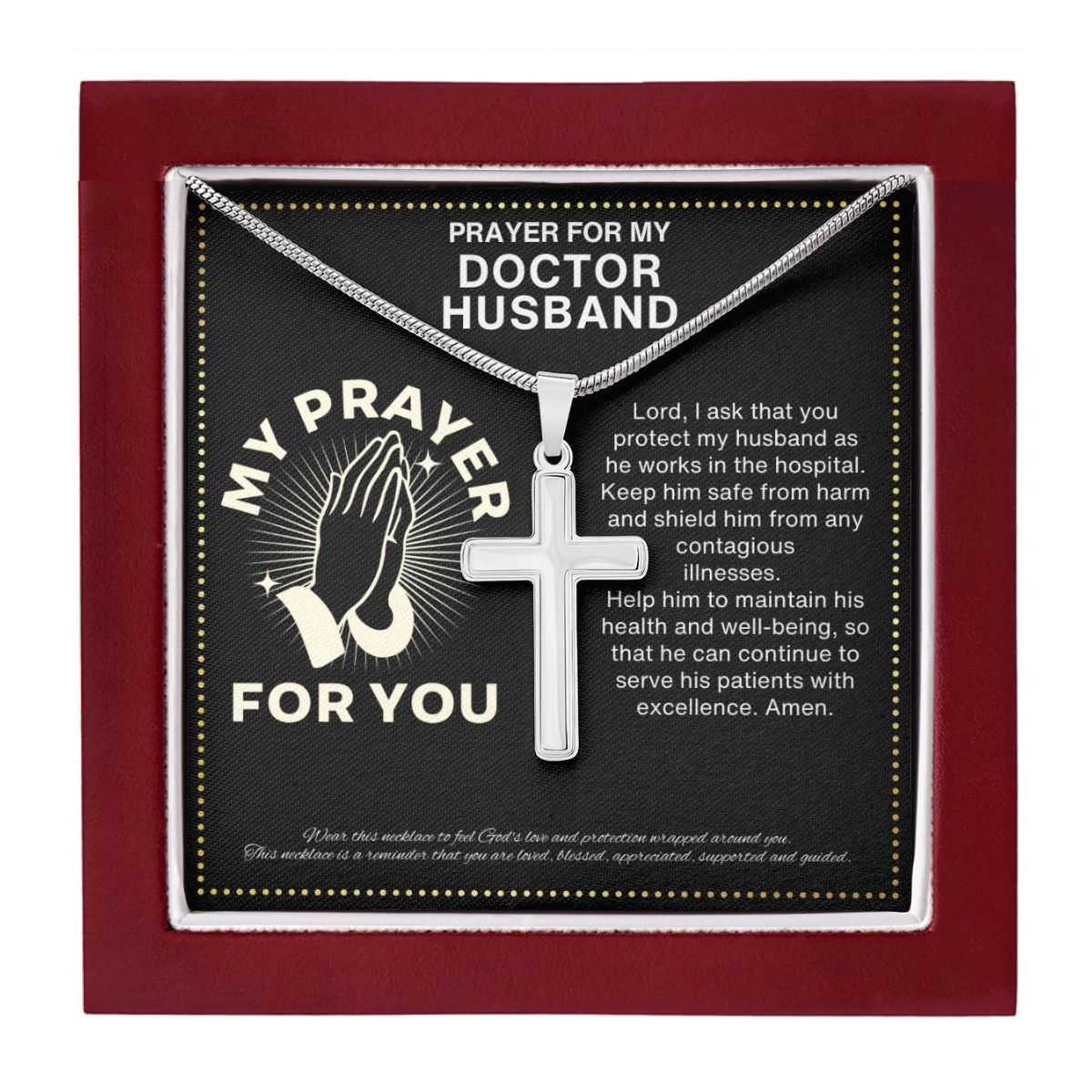 JGF Jewelry Gifts for Family Crucifix Cross Necklace Prayer For My Doctor Husband For Men